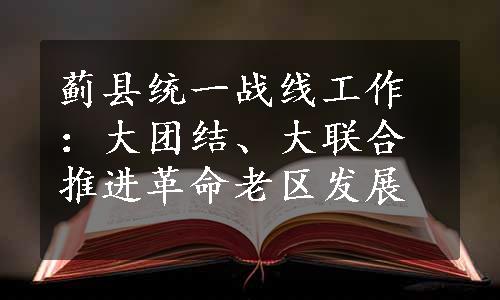 蓟县统一战线工作：大团结、大联合推进革命老区发展