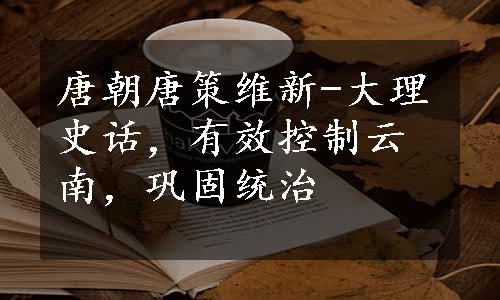 唐朝唐策维新-大理史话，有效控制云南，巩固统治