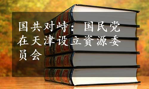 国共对峙：国民党在天津设立资源委员会