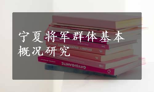 宁夏将军群体基本概况研究