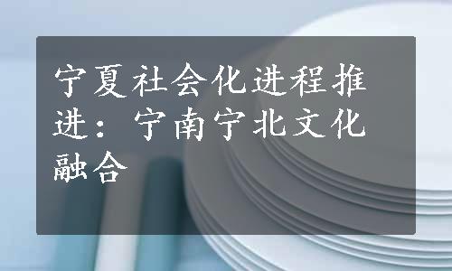 宁夏社会化进程推进：宁南宁北文化融合