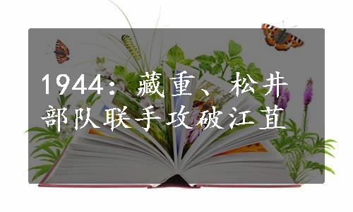 1944：藏重、松井部队联手攻破江苴