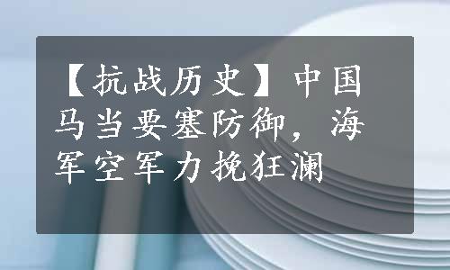 【抗战历史】中国马当要塞防御，海军空军力挽狂澜