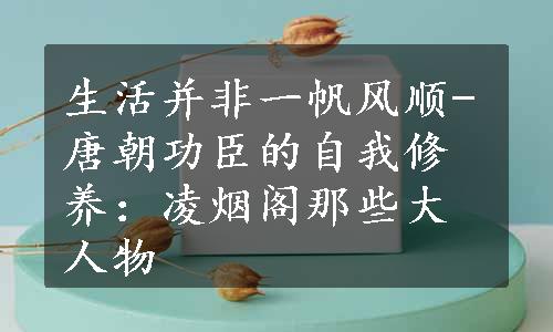 生活并非一帆风顺-唐朝功臣的自我修养：凌烟阁那些大人物