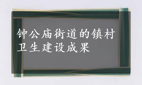 钟公庙街道的镇村卫生建设成果