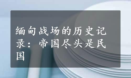 缅甸战场的历史记录：帝国尽头是民国