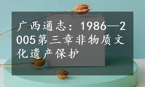 广西通志：1986—2005第三章非物质文化遗产保护