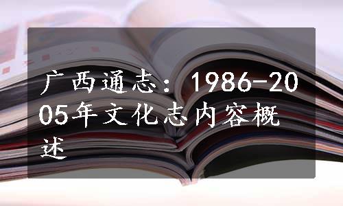 广西通志：1986-2005年文化志内容概述