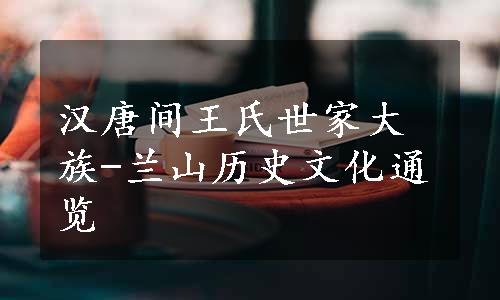 汉唐间王氏世家大族-兰山历史文化通览