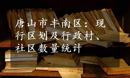 唐山市丰南区：现行区划及行政村、社区数量统计