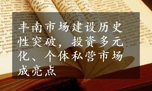 丰南市场建设历史性突破，投资多元化、个体私营市场成亮点