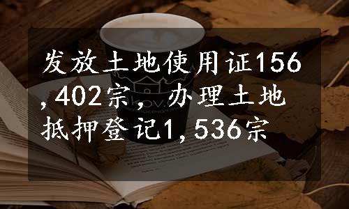 发放土地使用证156,402宗，办理土地抵押登记1,536宗