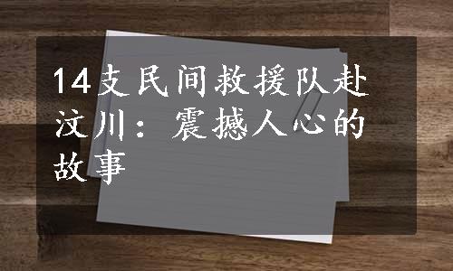 14支民间救援队赴汶川：震撼人心的故事