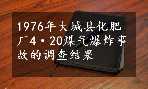 1976年大城县化肥厂4·20煤气爆炸事故的调查结果