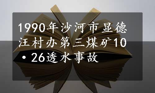 1990年沙河市显德汪村办第三煤矿10·26透水事故