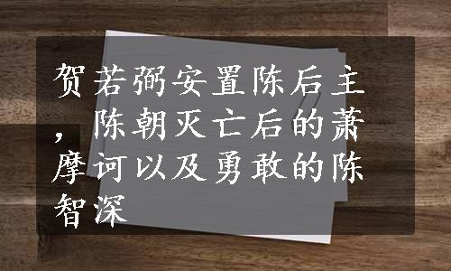 贺若弼安置陈后主，陈朝灭亡后的萧摩诃以及勇敢的陈智深