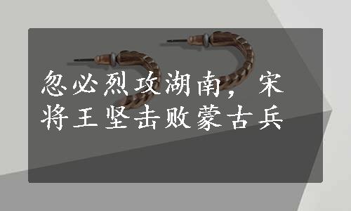 忽必烈攻湖南，宋将王坚击败蒙古兵