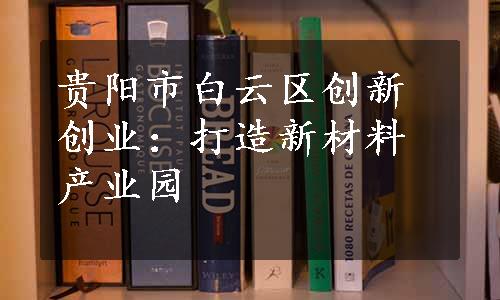 贵阳市白云区创新创业：打造新材料产业园