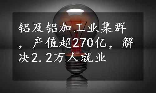 铝及铝加工业集群，产值超270亿，解决2.2万人就业