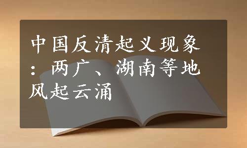 中国反清起义现象：两广、湖南等地风起云涌