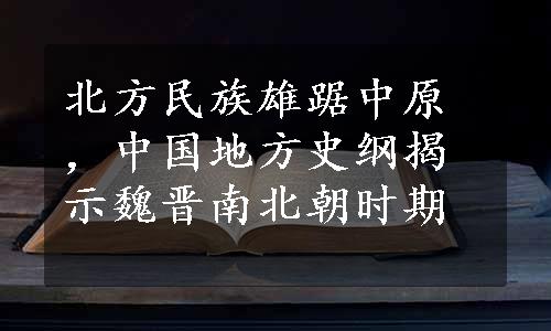 北方民族雄踞中原，中国地方史纲揭示魏晋南北朝时期