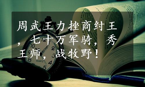 周武王力挫商纣王，七十万军骑，秀王师，战牧野！