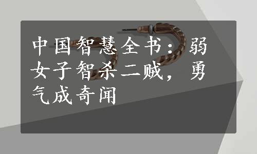 中国智慧全书：弱女子智杀二贼，勇气成奇闻