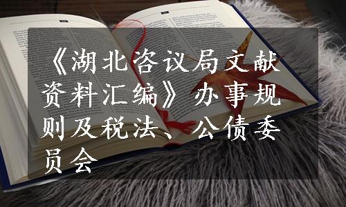 《湖北咨议局文献资料汇编》办事规则及税法、公债委员会