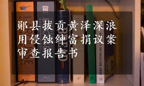 郧县拔贡黄泽深浪用侵蚀绅富捐议案审查报告书