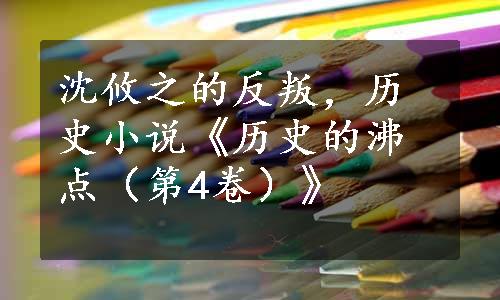 沈攸之的反叛，历史小说《历史的沸点（第4卷）》