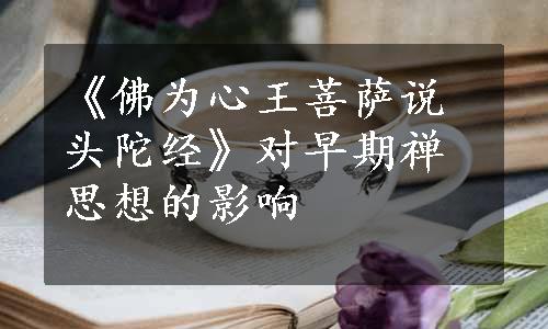 《佛为心王菩萨说头陀经》对早期禅思想的影响