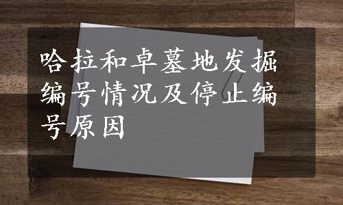 哈拉和卓墓地发掘编号情况及停止编号原因