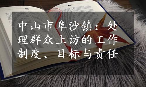 中山市阜沙镇：处理群众上访的工作制度、目标与责任