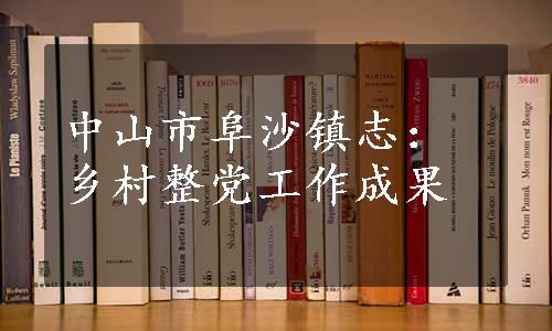 中山市阜沙镇志：乡村整党工作成果