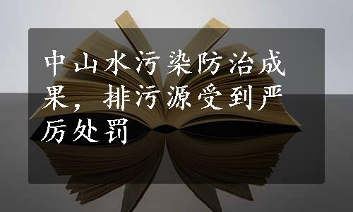 中山水污染防治成果，排污源受到严厉处罚