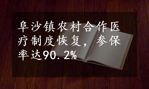 阜沙镇农村合作医疗制度恢复，参保率达90.2%