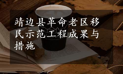 靖边县革命老区移民示范工程成果与措施