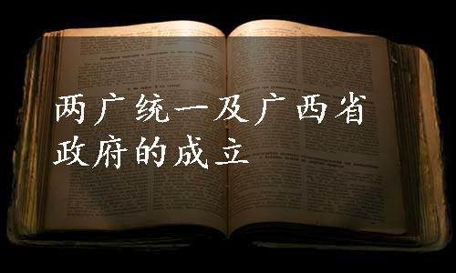 两广统一及广西省政府的成立