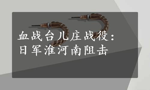 血战台儿庄战役：日军淮河南阻击