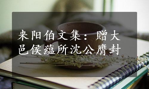 来阳伯文集：贈大邑侯藴所沈公膺封