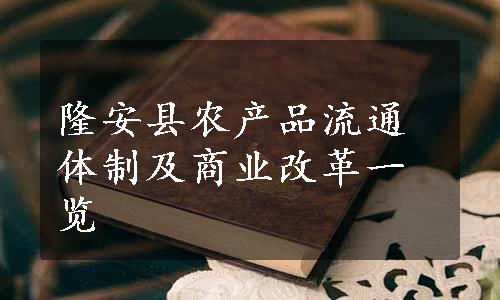 隆安县农产品流通体制及商业改革一览