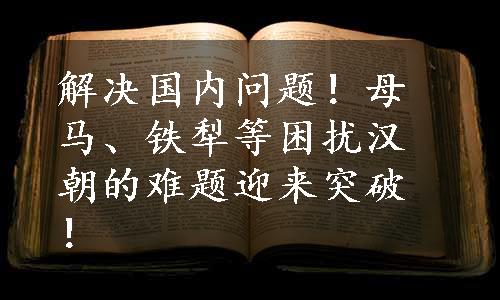 解决国内问题！母马、铁犁等困扰汉朝的难题迎来突破！