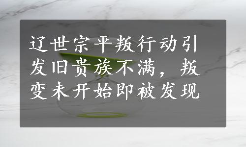 辽世宗平叛行动引发旧贵族不满，叛变未开始即被发现