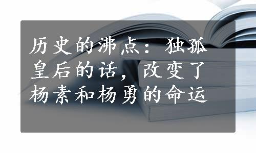 历史的沸点：独孤皇后的话，改变了杨素和杨勇的命运