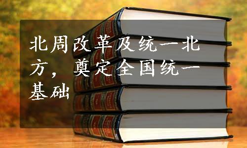 北周改革及统一北方，奠定全国统一基础