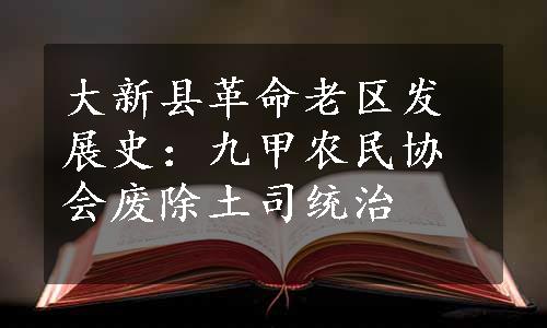 大新县革命老区发展史：九甲农民协会废除土司统治