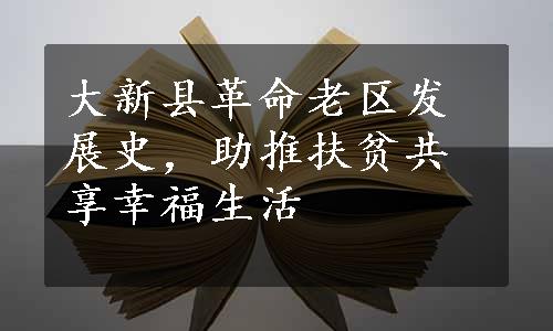 大新县革命老区发展史，助推扶贫共享幸福生活