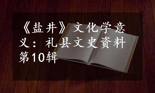 《盐井》文化学意义：礼县文史资料第10辑