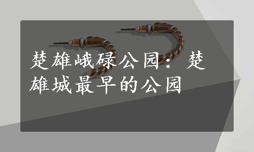 楚雄峨碌公园：楚雄城最早的公园