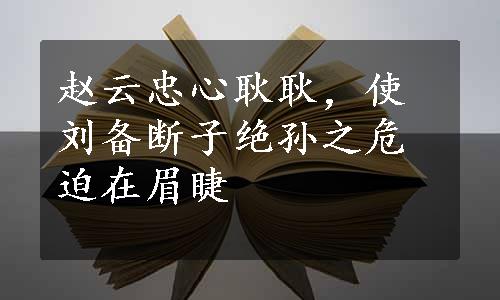 赵云忠心耿耿，使刘备断子绝孙之危迫在眉睫